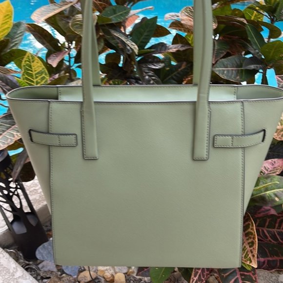 Michael Kors Carmen Large Leather NS Tote Light Sage Multi - Picture 4 of 16